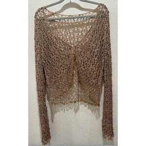 Notations Tan Beaded L/S Cardigan front closure XL *No tag